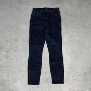 7 For All Mankind Gwenevere High Waist Ankle Skinny Jeans Dark Wash - Size: 29